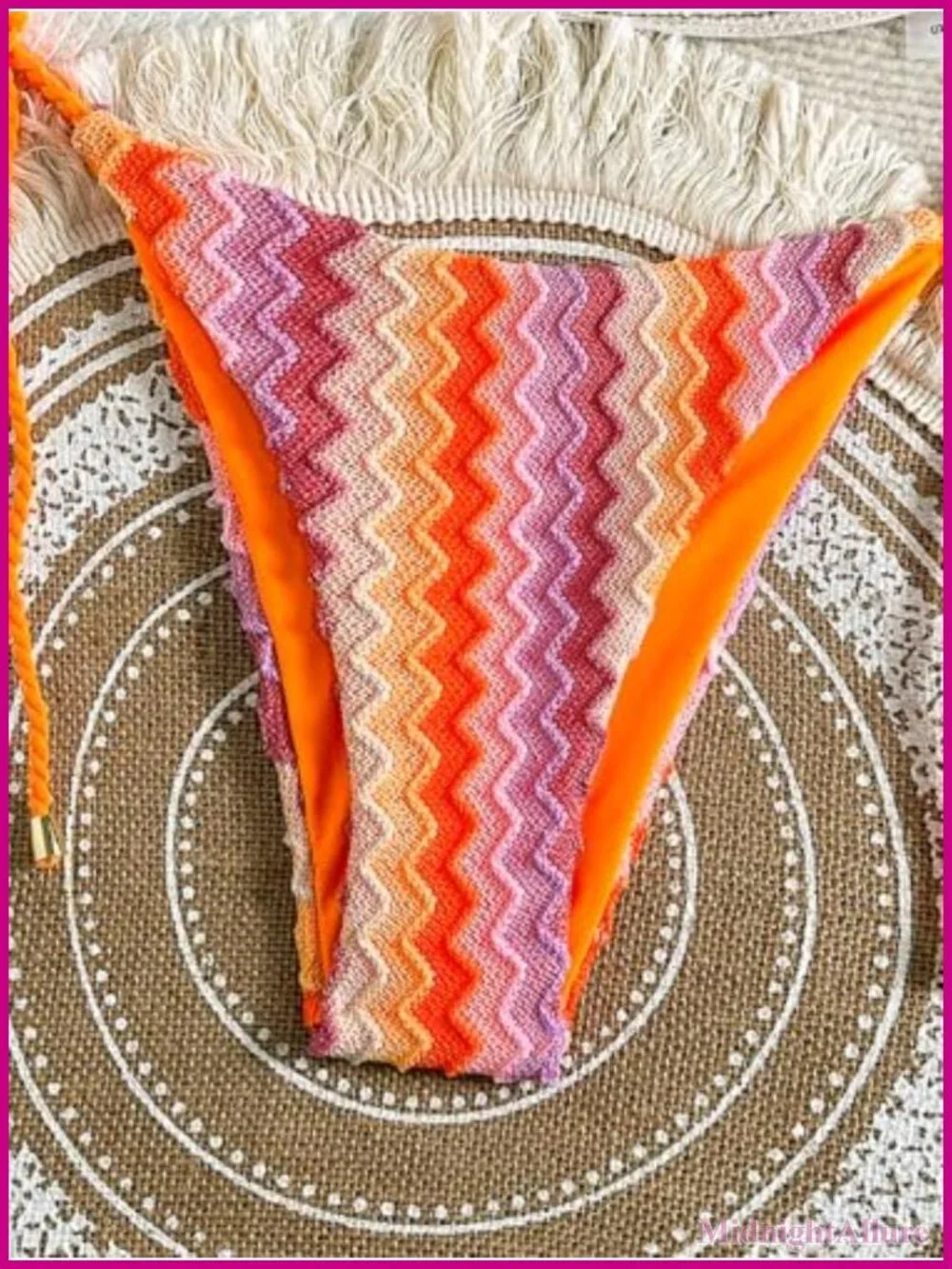 Crochet Halter Triangle Bikini Set Women Boho Knit Swim 2 Piece Thong